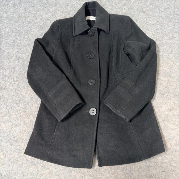 Calvin Klein Coat Women's Size 6 Black Button-Up Long Sleeve Tailored Fit - Picture 6 of 7